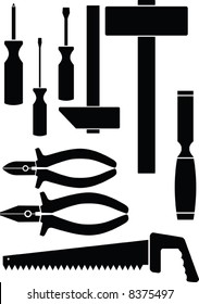 Set of the hand tool. A vector illustration. It is isolated on a white background.