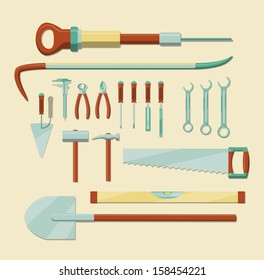 Set of hand tools. EPS10 vector image, simple graphic.