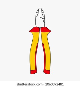 A set of hand tools. Pliers, pliers, and a side cutter. Flat line style design. An illustration isolated on a white background. Tools - pliers, pliers, side cutters.