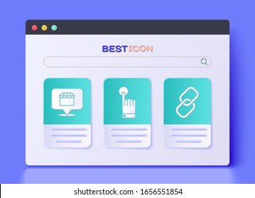 Set Hand touch and tap gesture, Online shopping concept and Chain link icon. Vector