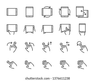 set of hand touchscreen gesture icons, such as hand, app, phone, tap, touch