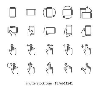 set of hand touchscreen gesture icons, such as hand, app, phone, tap, touch