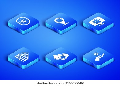Set Hand with virus, Shield protecting from, Blood test, Pills blister pack, Corona 2019-nCoV on location and  icon. Vector