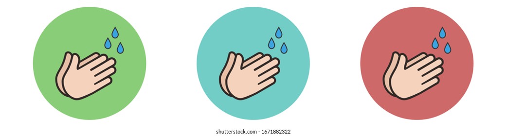 Ajuste el icono de lavado manual aislado en fondo blanco.Ilustración vectorial.