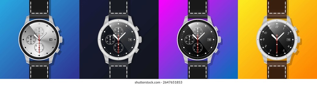 Set Reloj de mano classic para hombre Vector