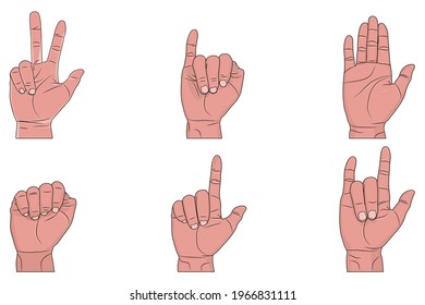 Set hand in white background vector