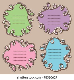 Set of hand written frames with doodling elements