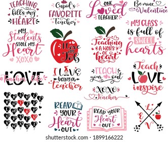 Set of hand written lettering about teacher for greeting cards, decoration, prints and posters. Hand drawn typography design elements.