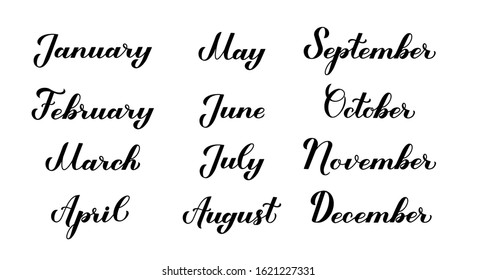 Set Hand Written Names Months Modern Stock Vector (Royalty Free ...