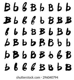Set of hand written solid color B letters in multiple variations, eps10 vector collection