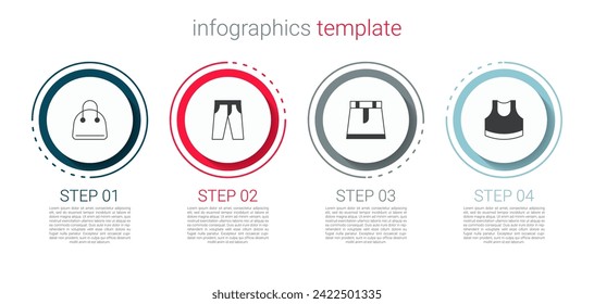 Set Handbag, Pants, Skirt and Female crop top. Business infographic template. Vector