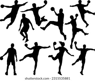 Set Handball-Spieler Silhouette