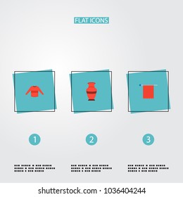 Set of handcraft icons flat style symbols with sweater, knit needle, vase for your web mobile app logo design.