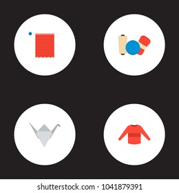 Set of handcraft icons flat style symbols with sweater, origami, yarn and other icons for your web mobile app logo design.