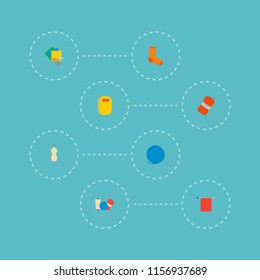 Set of handcraft icons flat style symbols with colorful papers, scrapbooking, wool and other icons for your web mobile app logo design.