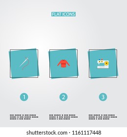 Set of handcraft icons flat style symbols with knitting machine, sweater, sewing and other icons for your web mobile app logo design.