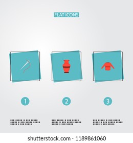 Set of handcraft icons flat style symbols with sewing, vase, sweater and other icons for your web mobile app logo design.