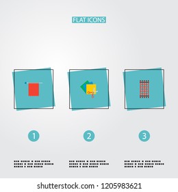 Set of handcraft icons flat style symbols with colorful papers, needlework, knit needle and other icons for your web mobile app logo design.