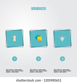 Set of handcraft icons flat style symbols with colorful papers, mannequin, origami and other icons for your web mobile app logo design.
