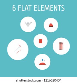 Set of handcraft icons flat style symbols with knitted hat, knit needle, needlework and other icons for your web mobile app logo design.