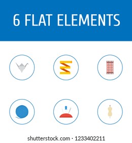 Set of handcraft icons flat style symbols with pin with needle, wool, origami and other icons for your web mobile app logo design.