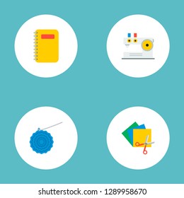 Set of handcraft icons flat style symbols with scrapbooking, crochet, knitting machine and other icons for your web mobile app logo design.