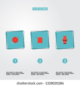 Set of handcraft icons flat style symbols with knitting, vase, knit needle and other icons for your web mobile app logo design.