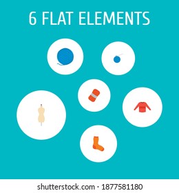 Set of handcraft icons flat style symbols with wool, crochet, hosiery and other icons for your web mobile app logo design.