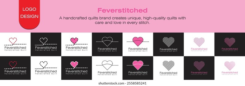 Set of a handcrafted quilts logo design template, logo template, logo design bundle, vector set of logo