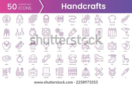 Set of handcrafts icons. Gradient style icon bundle. Vector Illustration