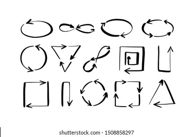Set of hand-draw arrows. Doodle sketch style.
