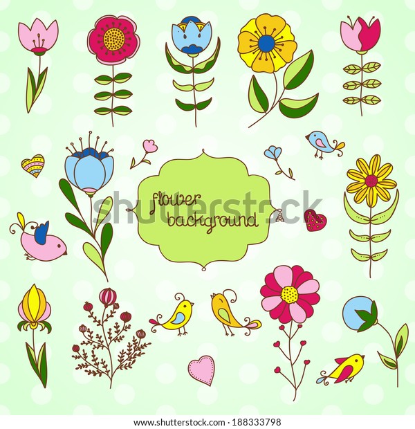 Set Handdraw Vector Flowers Stock Vector (Royalty Free) 188333798