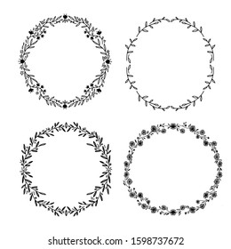 Set of hand-draw vector victory laurel wreaths for stationary. Easy to edit and change colors.