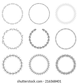 Set of hand-draw vector victory laurel wreaths for stationary. Easy to edit and change colors.