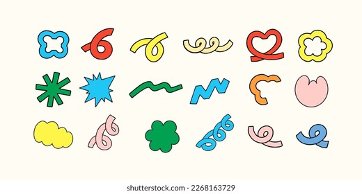 Set of hand-drawn abstract shapes, isolated on a background. Vector illustration.