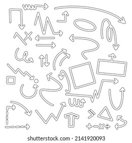 Set von handgezeichnet Pfeilelement. Direction Pointer-Objekt einzeln auf Vektorgrafik. 