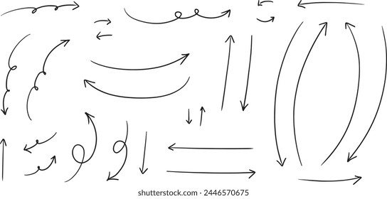 A set of hand-drawn arrows in black