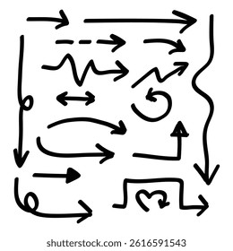 Set of Hand-Drawn Arrows in Different Directions