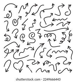 Set of hand-drawn arrows, elements for presentation vector illustration on white background.