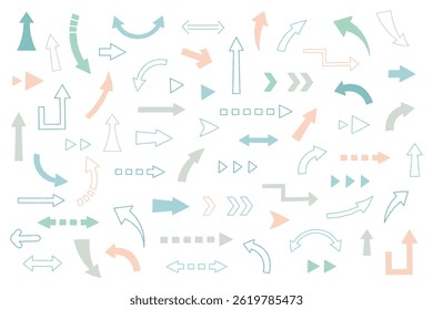 Set of hand-drawn arrows Icon Simple Vector Illustration Line Variation Cute Flat