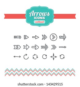 Set of hand-drawn arrows icons