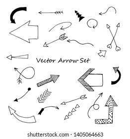 Set of hand-drawn arrows isolated on white background