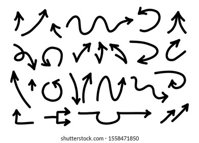 Set of hand-drawn arrows isolated on white background