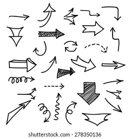 Set of hand-drawn arrows on white background. Infographic elements. Vector illustration