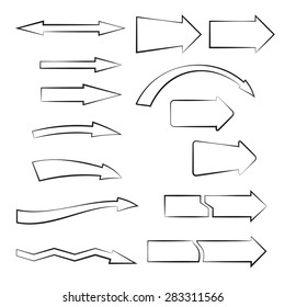 Set of hand-drawn arrows on white background.Sketched style