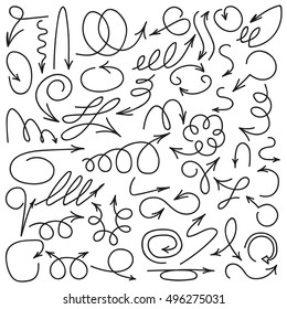 Set of hand-drawn arrows on a white background. Elements for design.