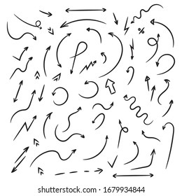 Set of hand-drawn arrows, vector graphic design. Vector illustration.