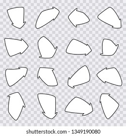 Set of hand-drawn arrows. Vector illustration on white background.