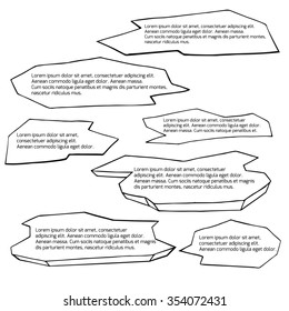 Set of hand-drawn black and white doodle speech bubble with space for text for your design