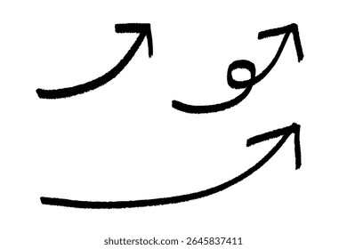 Set of Hand-Drawn Bold Curved Arrows Pointing Upward